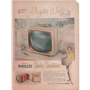 Philco Television Magazine Advertisement 1958 Slender Seventeen Alligator White